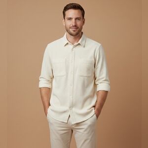 $70 Mode of One Mens Long-Sleeve Knit Snap-Front Shirt